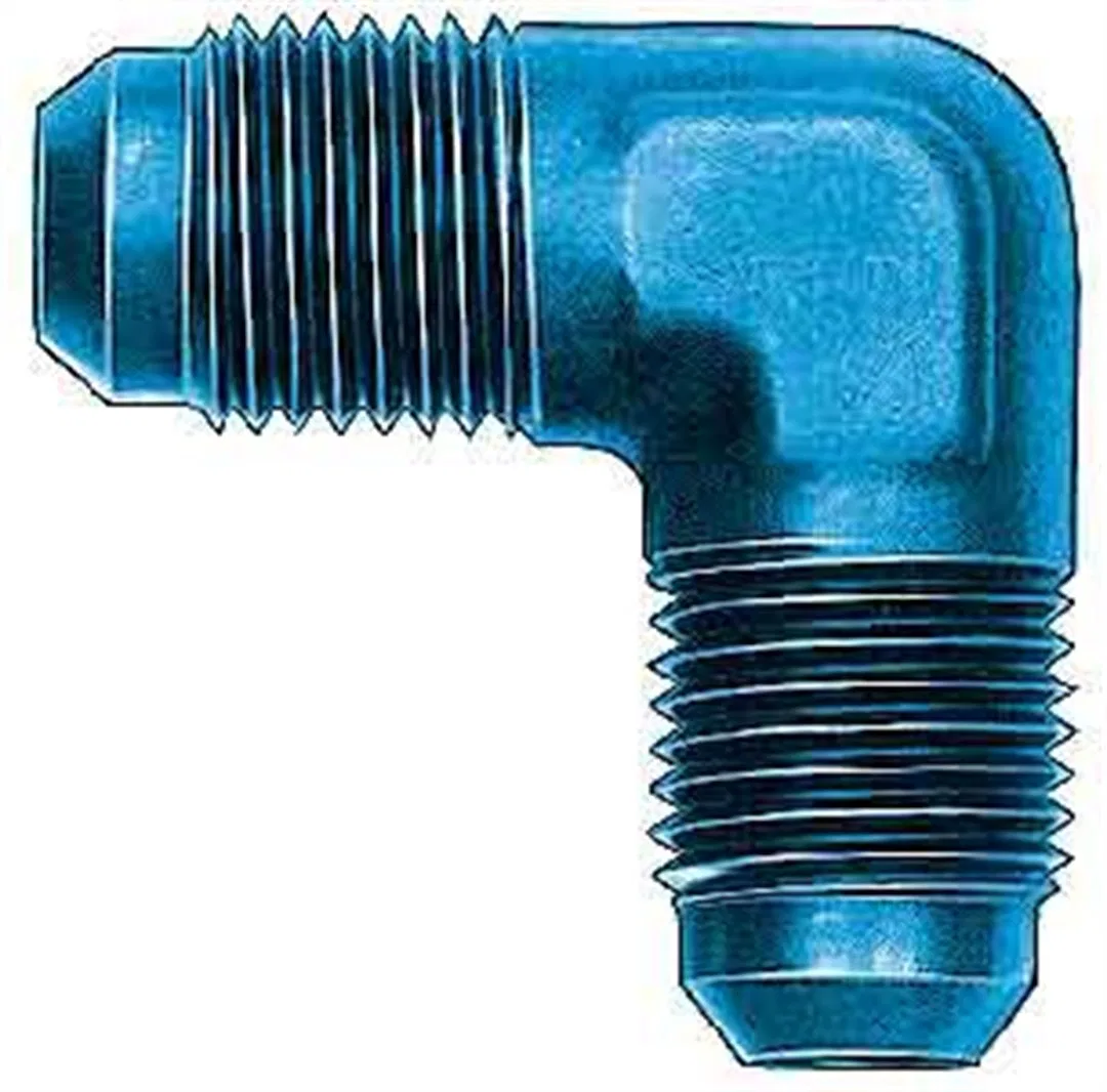 FCM2120 – AEROQUIP Coupler Fitting, -6 AN Male 90 Degree Elbow Union Aluminum Blue Single